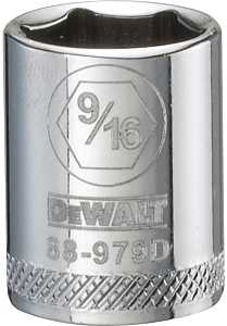 DEWALT DWMT88979OSP Hand Socket, 9/16 in Socket, 3/8 in Drive, 6-Point, Vanadium Steel, Polished Chrome