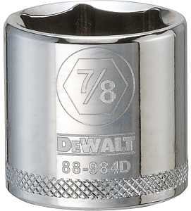 DEWALT DWMT88984OSP Hand Socket, 7/8 in Socket, 3/8 in Drive, 6-Point, Vanadium Steel, Polished Chrome