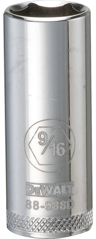 DEWALT DWMT88988OSP Drive Socket, 9/16 in Socket, 3/8 in Drive, 6-Point, Vanadium Steel, Polished Chrome