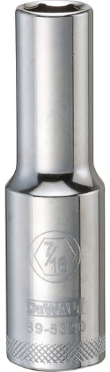 DEWALT DWMT89532OSP Drive Socket, 7/16 in Socket, 1/2 in Drive, 6-Point, Vanadium Steel, Polished Chrome