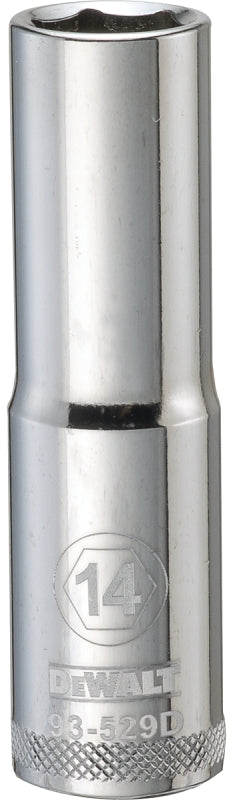 DEWALT DWMT93529OSP Drive Socket, 14 mm Socket, 1/2 in Drive, 6-Point, Vanadium Steel, Polished Chrome