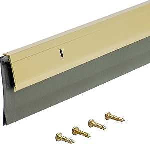 M-D 05744 Door Sweep, Bright Gold Flange, 36 in L, 1/4 in W, Aluminum Flange, Vinyl Insert
