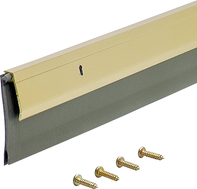 M-D 05744 Door Sweep, Bright Gold Flange, 36 in L, 1/4 in W, Aluminum Flange, Vinyl Insert