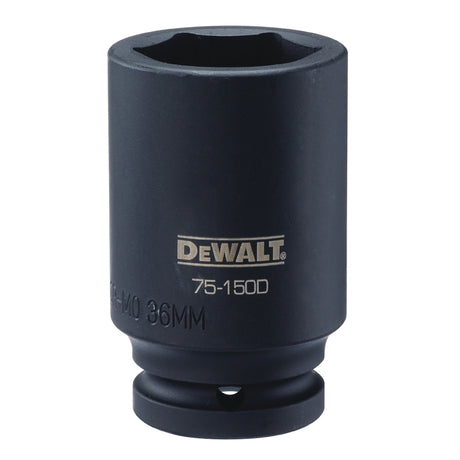DEWALT DWMT75150OSP Impact Socket, 36 mm Socket, 7/8 in D Socket, 3/4 in Drive, 6-Point, Steel, Black Oxide, Metric