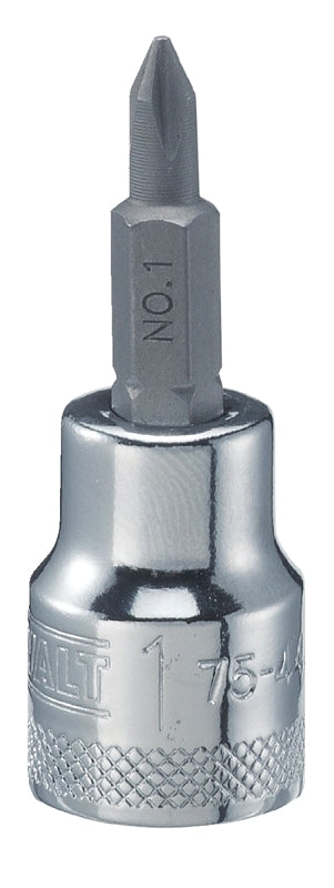 DEWALT DWMT75446OSP Phillips Screwdriver Bit Socket, #1 Tip, 3/8 in Drive, Chrome Vanadium, Polished Chrome Vanadium