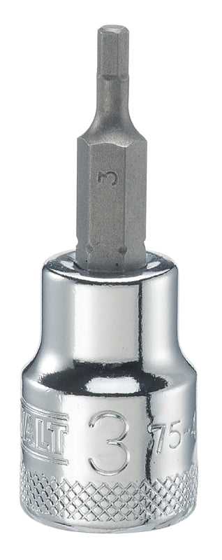 DEWALT DWMT75456OSP Fractional Hex Bit Socket, 3 mm Tip, 3/8 in Drive, Polished Chrome Vanadium, 1-31/32 in OAL