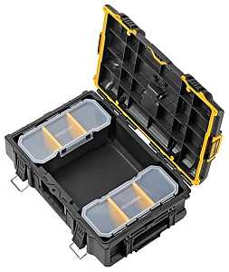 DEWALT ToughSystem 2.0 Series DWST08165 Tool Box, 110 lb, Plastic, Black, 21-3/4 in L x 14-3/4 in W x 7 in H Outside