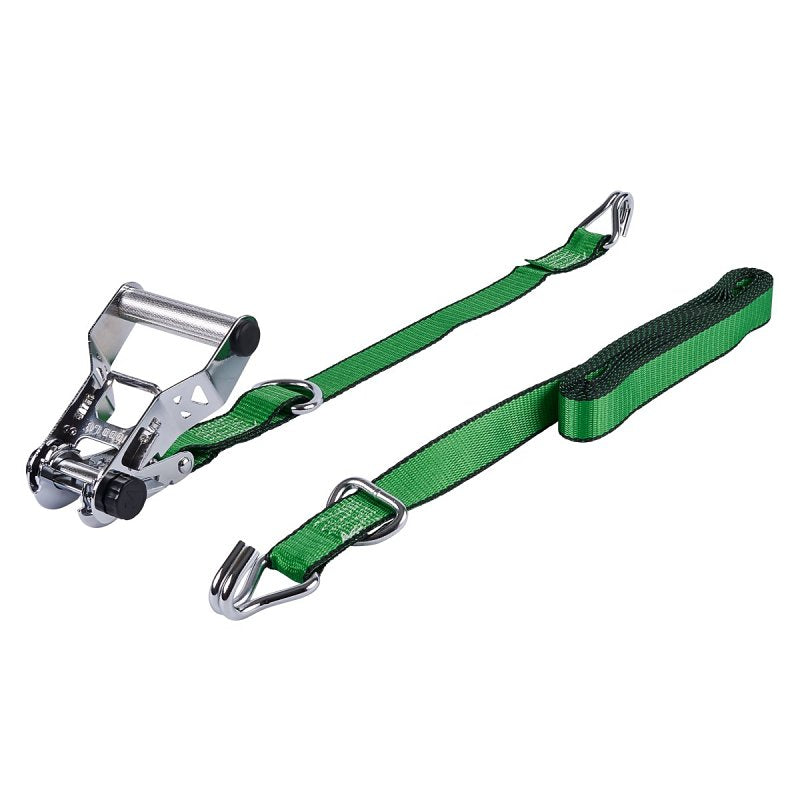 Keeper 85422 Tie-Down, 1-1/4 in W, 16 ft L, Green, 1000 lb Working Load, J-Hook End