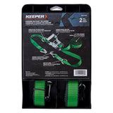Keeper 85422 Tie-Down, 1-1/4 in W, 16 ft L, Green, 1000 lb Working Load, J-Hook End