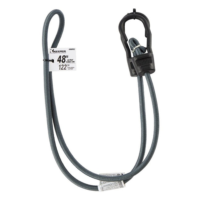Keeper A06095Z Bungee Cord, Steel End, 48 in L, Rubber, Gray, Hook End, 1/PK