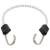 Keeper A06272Z Bungee Cord, 0.315 in Dia, 18 in L, Rubber/Steel, Black/White, Hook End