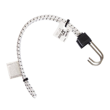 Keeper A06276Z Bungee Cord, 0.315 in Dia, 32 in L, Rubber/Steel, Black/White, Hook End