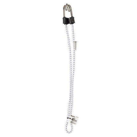 Keeper A06278Z Bungee Cord, 0.315 in Dia, 40 in L, Rubber/Steel, Black/White, Hook End