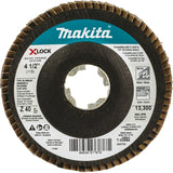 Makita X-LOCK T-03894 Grinding and Polishing Flap Disc, 4-1/2 in Dia, 7/8 in Arbor, 40 Grit, Coarse