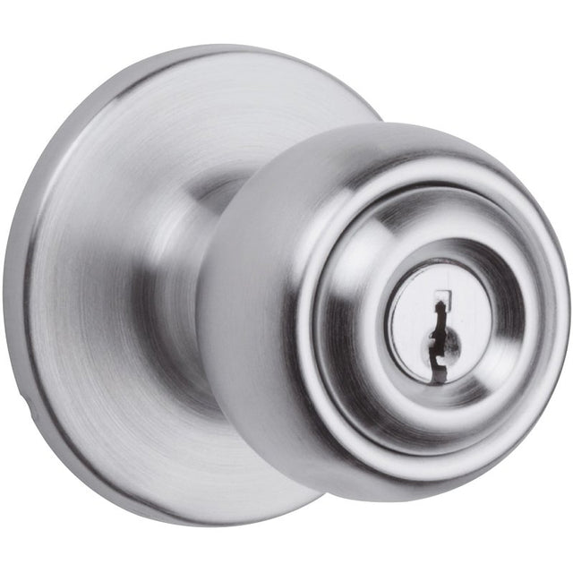 Kwikset 450P 26D 6AL RCS Entry Door Lock, Knob Handle, Satin Chrome, Residential, 3 Grade, Left, Right Hand