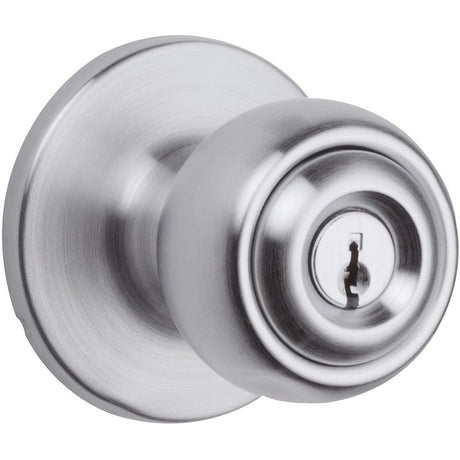 Kwikset 450P 26D 6AL RCS Entry Door Lock, Knob Handle, Satin Chrome, Residential, 3 Grade, Left, Right Hand