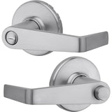 Kwikset 733KNL 26D RCAL UL Passage Door Lock, Pushbutton Lever Handle, Metal, Satin Chrome, 2-3/8, 2-3/4 in Backset