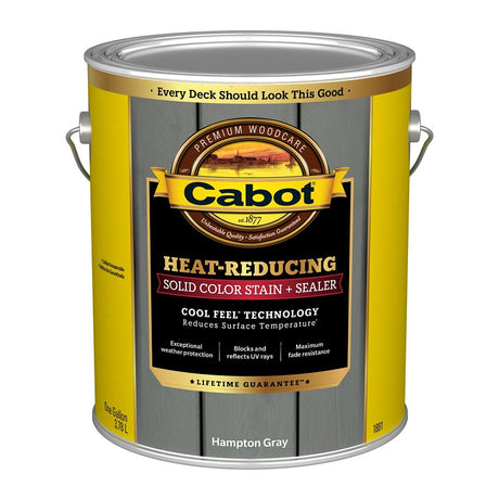 Cabot Heat-Reducing Series 140.0001881.007 Stain and Sealer, Hampton Gray, Liquid, 1 gal Can, Pack of 4