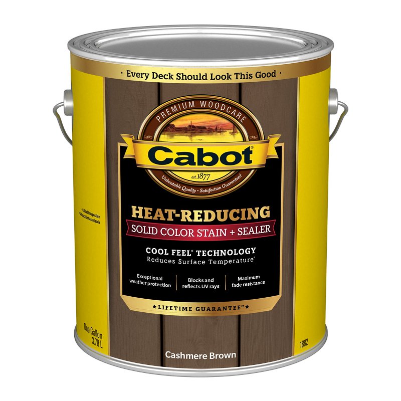Cabot Heat-Reducing Series 140.0001882.007 Stain and Sealer, Cashmere Brown, Liquid, 1 gal Can, Pack of 4