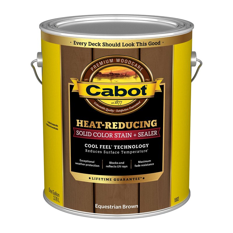 Cabot Heat-Reducing Series 140.0001883.007 Stain and Sealer, Equestrian Brown, Liquid, 1 gal Can, Pack of 4