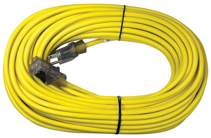 PowerZone ORP511835 Contractor Cord, 12 AWG Cable, 100 ft L, 15 A, 125 V, Yellow