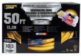 PowerZone ORP511930 Contractor Cord, 10 AWG Cable, 50 ft L, 15 A, 125 V, Yellow