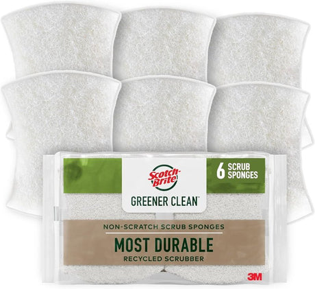 Scotch-Brite Greener Clean Series 97036-UG Non-Scratch Scrubber, Cellulose Abrasive, 83 mm L, 66 mm W, Brown