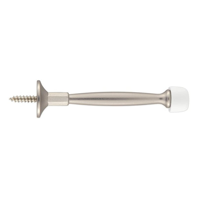 National Hardware 236 Series N830-550 Rigid Door Stop, 4 in Projection, Zinc, Satin Nickel