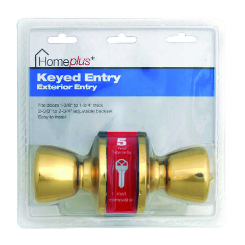 Home Plus Polished Brass Entry Lockset 1-3/4 in.