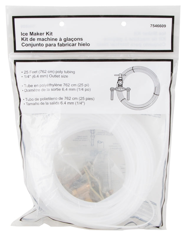 ProSource PMB-270-3LF Ice Maker Installation Kit, Brass, Plastic, Copper Saddle Valve and White Plastic Tube