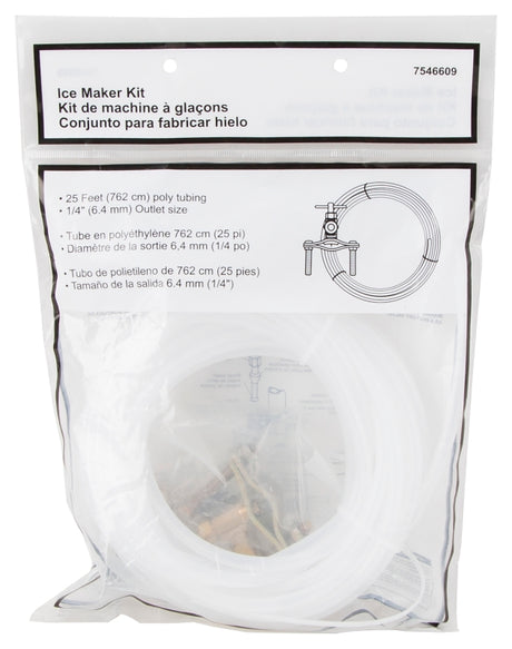 ProSource PMB-270-3LF Ice Maker Installation Kit, Brass, Plastic, Copper Saddle Valve and White Plastic Tube