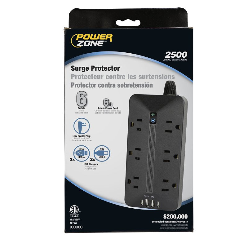 Powerzone ORPBSUC409 Pyramid Surge, 6 ft L Cable