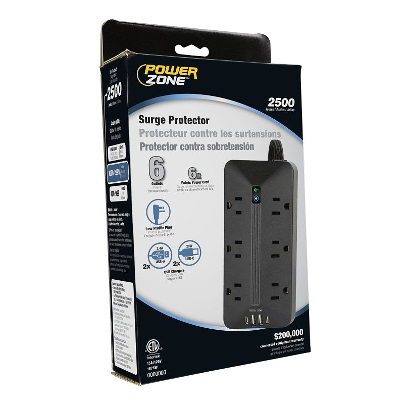 Powerzone ORPBSUC409 Pyramid Surge, 6 ft L Cable