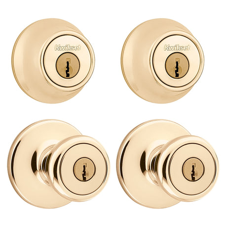 Kwikset 242T 3 CP 6ALRCS Combination Lockset, Knob Handle, Tylo Design, Polished Brass, 3 Grade