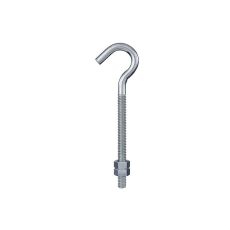 National Hardware N100-393 Hook/J-Bolt, 5/16-18 Thread, 3-1/4 in L Thread, 5 in L, Steel, Zinc-Plated, Pack of 10