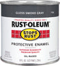 Stops Rust 7786730 Enamel Paint, Oil Base, Gloss Sheen, Smoke Gray, 0.5 pt, Can, 50 to 90 sq-ft/qt Coverage Area