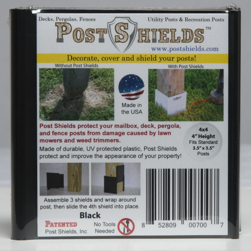Post Shields Inc. 4 in. H X 4 in. W X 4 in. L Plastic Black Fence Post Protection, Pack of 10