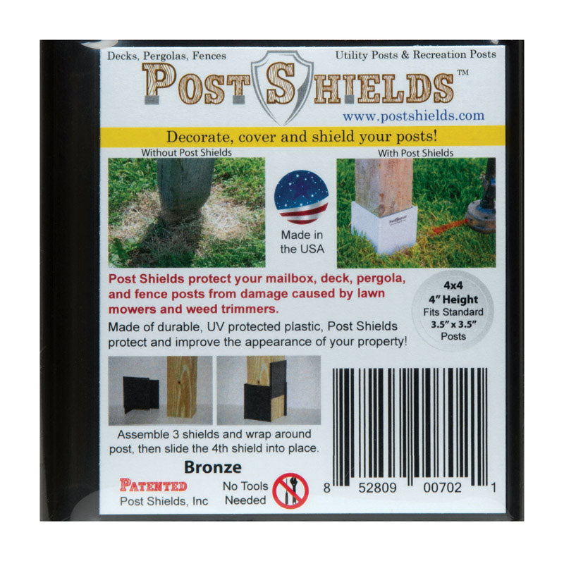 Post Shields Inc. 4 in. H X 4 in. W X 4 in. L Plastic Brown Fence Post Protection, Pack of 10