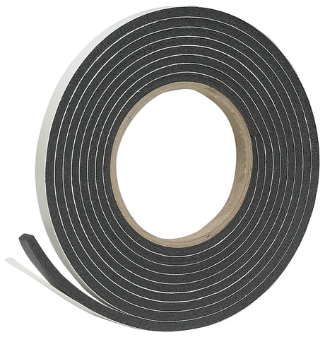 Frost King R338H Foam Tape, 3/8 in W, 10 ft L, 3/16 in Thick, Rubber, Black
