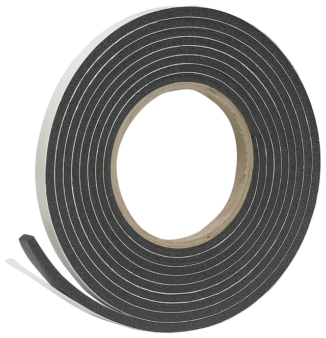 Frost King R338H Foam Tape, 3/8 in W, 10 ft L, 3/16 in Thick, Rubber, Black