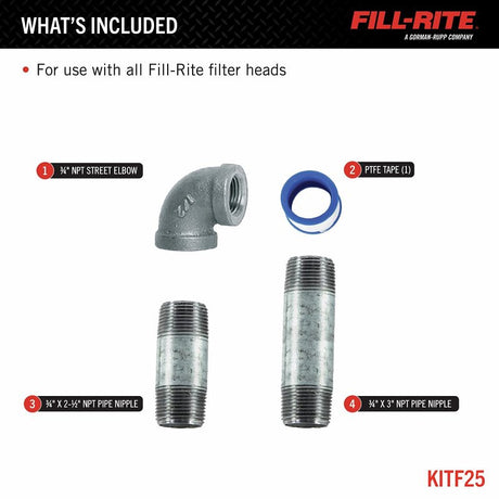 Fill-Rite KITF25 Filter Hardware Installation Kit, For: Fill-Rite 700ACCF7017 Filter Head