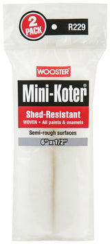 Wooster R229-6 Mini Roller Cover, 1/2 in Thick Nap, 6 in L, Fabric Cover