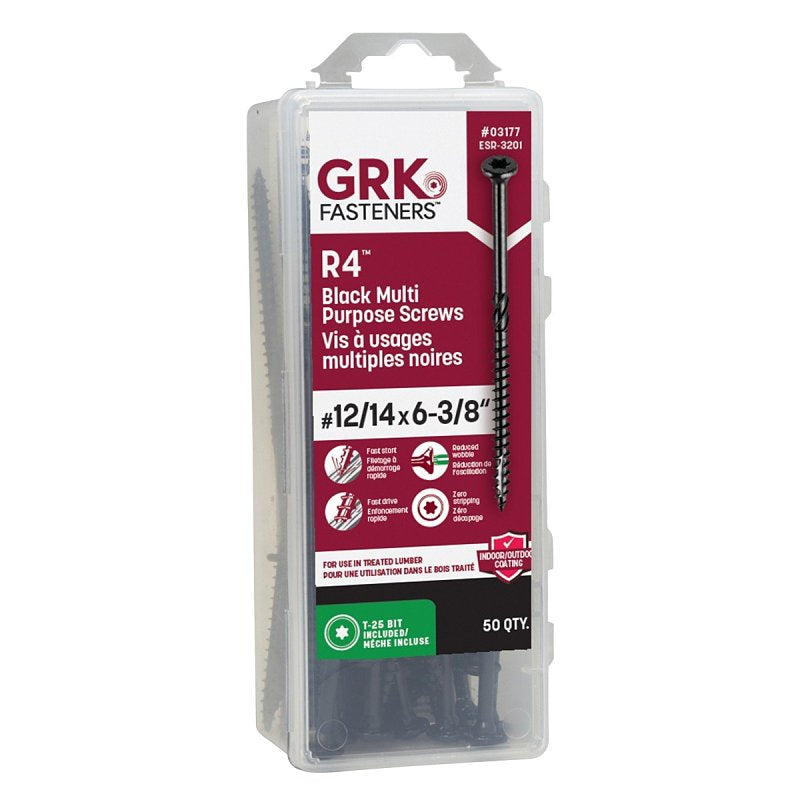 GRK Fasteners R4 03177 Framing Screw, #12/14 Thread, 6-3/8 in L, CEE, W-Cut Thread, Countersink Head, Zip-Tip Point