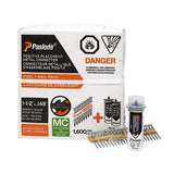 GRK Fasteners 650936C Fuel and Nail Pack, 1-1/2 in L, 9 ga Gauge, Steel, Brite, Round Head, Smooth Shank