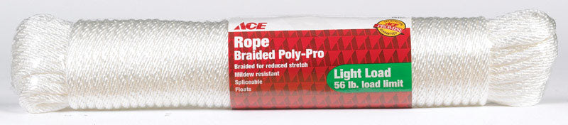 Ace 1/4 in. D X 100 ft. L White Braided Poly Rope