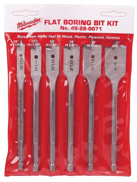 Milwaukee 49-22-0071 Boring Bit Set, Universal, 6-Piece, Carbon Steel