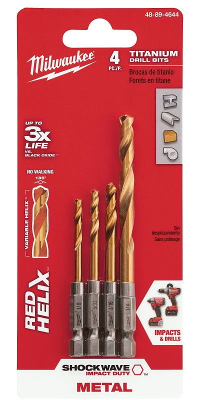 Milwaukee 48-89-4644 Drill Bit Set, 4-Piece, Titanium