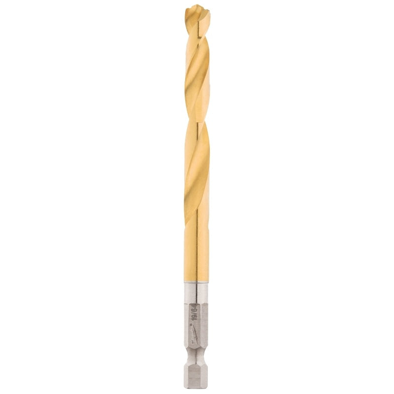 Milwaukee 48-89-4616 Impact Drill Bit, 19/64 in Dia, 4.37 in OAL, Twist Flute, 1/4 in Dia Shank, Hex Shank
