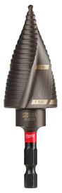 Milwaukee SHOCKWAVE Impact Duty 48-89-9249 Step Drill Bit, 7/8 to 1-1/8 in Dia, Spiral Flute, 2-Flute, Hex Shank