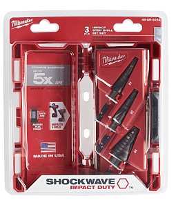 Milwaukee SHOCKWAVE Impact Duty 48-89-9254 Step Drill Bit Set, 3-Piece, HSS, Titanium Aluminum Nitride